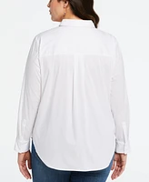 Ella Rafaella Plus Ruched Sleeve Embellished Collar Blouse