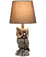 Simple Designs Woodland 19.85" Tall Contemporary Polyresin Night Owl Novelty Bedside Table Desk Lamp