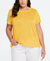 Ella Rafaella Plus Eco Fabric Short Sleeve Top with Decorative Trim