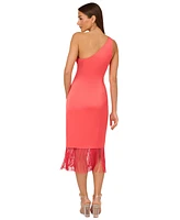 Adrianna by Papell Women's Fringe One-Shoulder Midi Dress