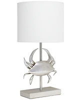 Simple Designs Shoreside 18.25" Tall Coastal White and Polyresin Pinching Crab Shaped Bedside Table Desk Lamp