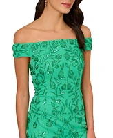 Adrianna Papell Women's Beaded Off-The-Shoulder Dress