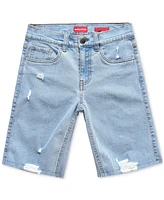 Ring of Fire Big Boys Muse Slim-Fit Stretch Denim Shorts with Rips and Raw Hem