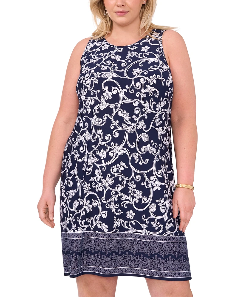 Msk Plus Printed Keyhole Shift Dress