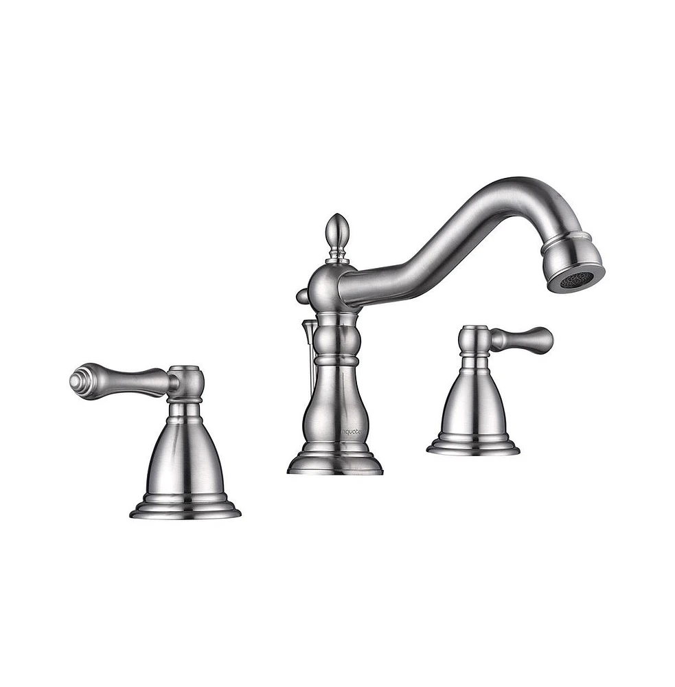 Yescom Retro 3 Hole Bathroom Faucet Widespread Mixer Taps for Undermount Sink w/Drain Nickel