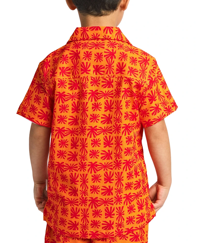 Sovereign Code Big Boys Printed Seersucker Short-Sleeve Button-Down Shirt