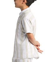 Sovereign Code Big Boys Striped Smile-Print Button-Down Shirt