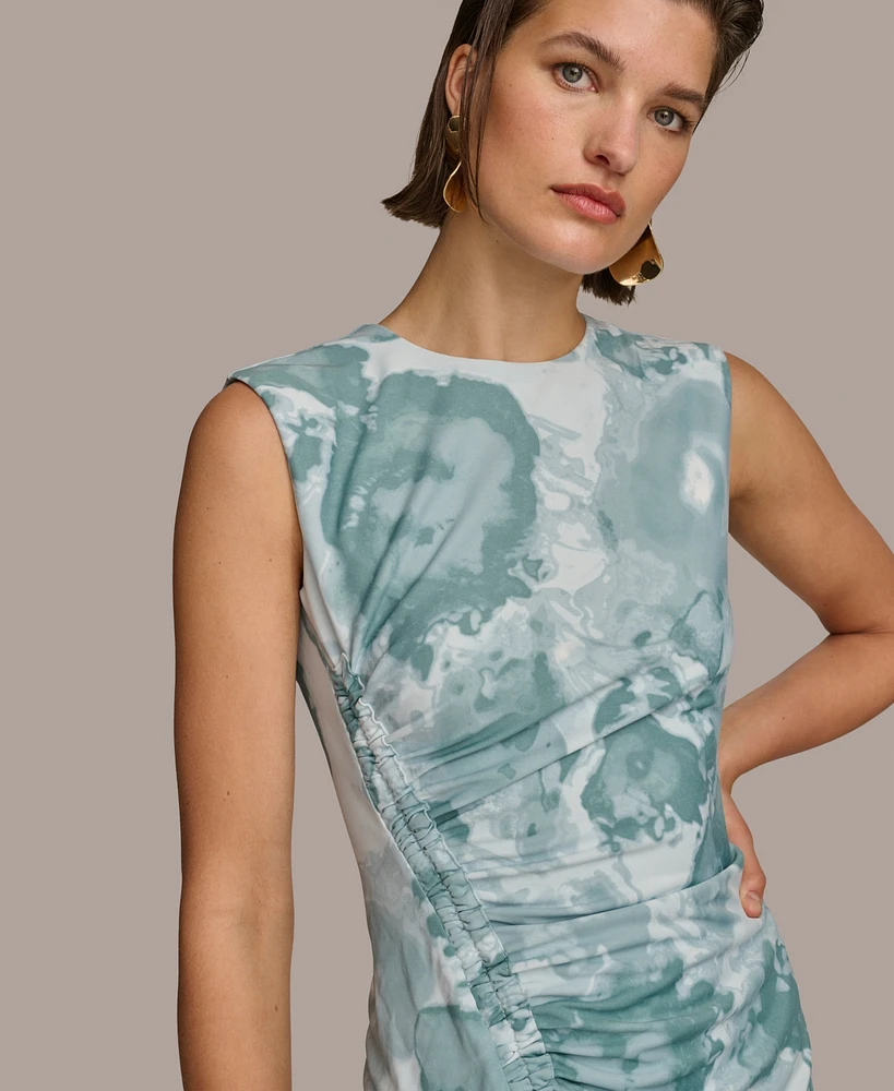 Donna Karan Women's Printed Ruched Sheath Dress