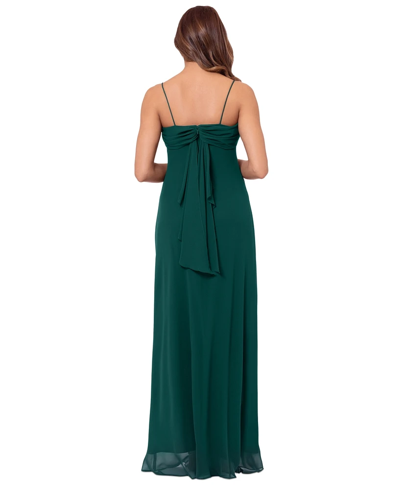 Betsy & Adam Women's Draped Chiffon Gown