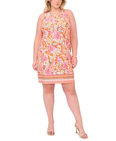 Msk Plus Paisley-Print Keyhole Shift Dress