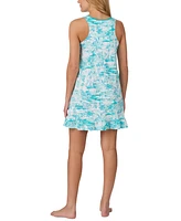 Cuddl Duds Women's Sleeveless Ruffled Printed Chemise