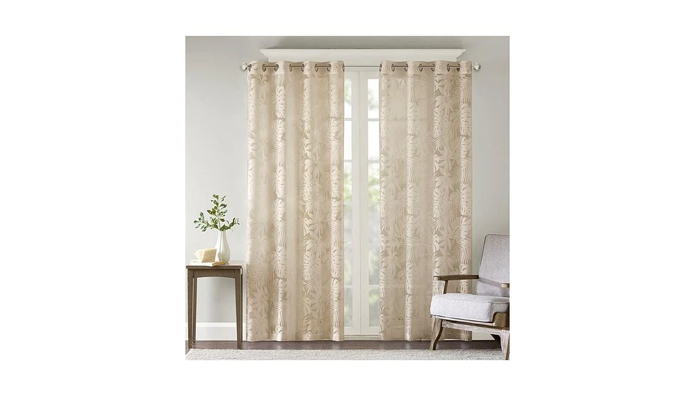 Madison Park Leilani Palm Leaf Burnout Window Sheer Curtain