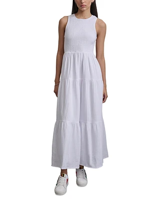 Dkny Jeans Women's Cotton Gauze Smocked-Bodice Maxi Dress