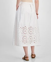 Tommy Hilfiger Women's Cotton Eyelet-Border A-Line Skirt