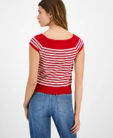 Tommy Hilfiger Women's Striped Cap-Sleeve Sweater