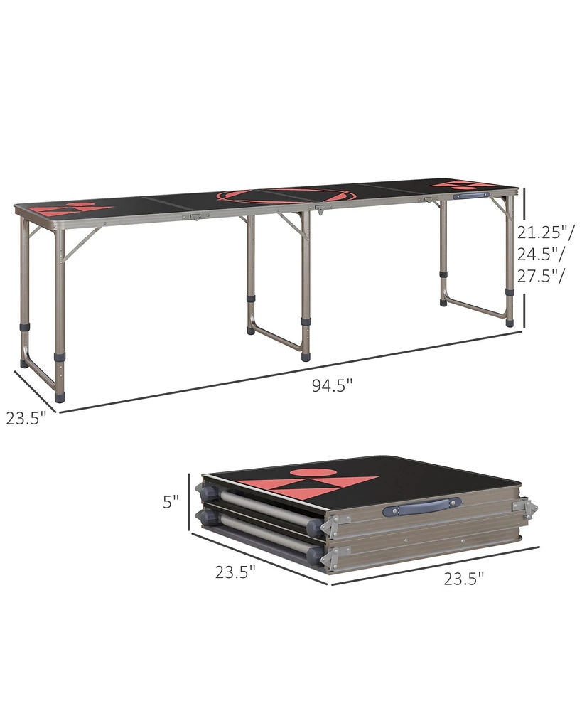 Outsunny 8' Folding Camping Table with Adjustable Legs