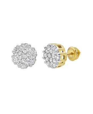 LuvMyJewelry Round Cut Natural Certified Diamond (0.71 cttw) 14k Yellow Gold Earrings Chic Stud Design