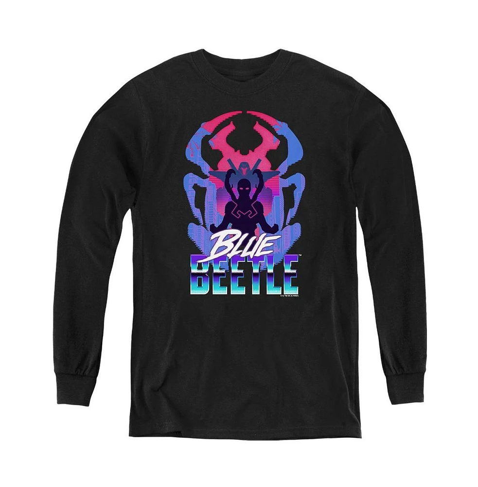 Blue Beetle Boys Youth Silhouette Long Sleeve Sweatshirt