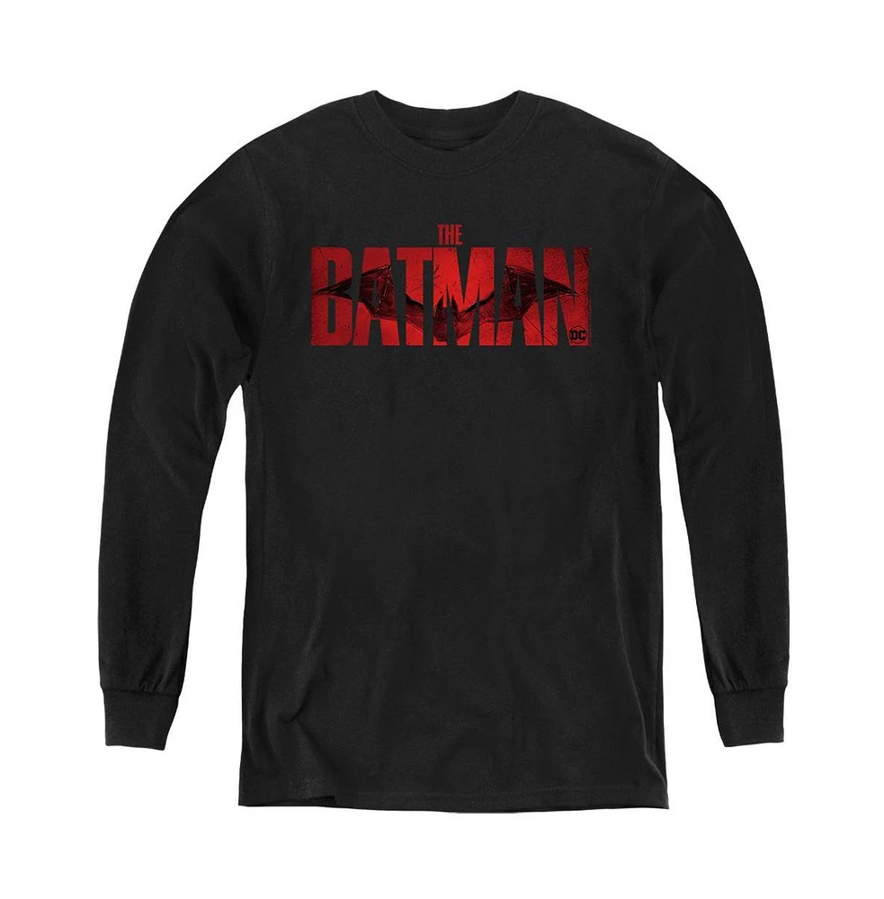 Batman Boys The Youth Crimson Drawn Bat Logo Long Sleeve Sweatshirt