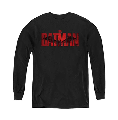 Batman Boys The Youth Crimson Drawn Bat Logo Long Sleeve Sweatshirt