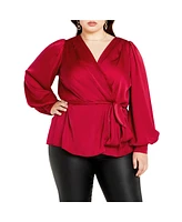 City Chic Plus V-neck Wrap Top