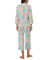 Lauren Ralph Lauren Women's 3/4-Sleeve Cropped Pant Pajama Set