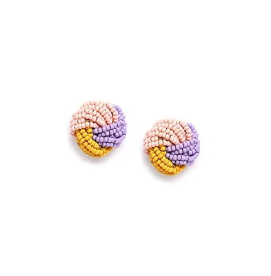 Sohi Women's Multicolor Beaded Twist Stud Earrings