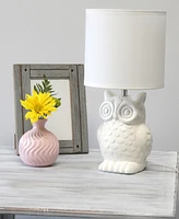 Simple Designs 12.8" Tall Contemporary Ceramic Owl Bedside Table Desk Lamp with Matching Fabric Shade