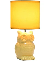 Simple Designs 12.8" Tall Contemporary Ceramic Owl Bedside Table Desk Lamp with Matching Fabric Shade