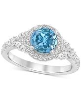 Swiss Blue Topaz (1 ct. t.w.) & Diamond Bridal Set 14k White Gold