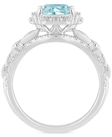 Aquamarine (1-1/4 ct. t.w.) & Diamond (1/2 Bridal Set 14k White Gold