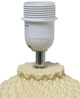 Simple Designs 20.4" Tall Traditional Ceramic Purled Texture Bedside Table Desk Lamp with White Fabric Drum Shade