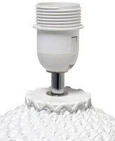 Simple Designs 20.4" Tall Traditional Ceramic Purled Texture Bedside Table Desk Lamp with White Fabric Drum Shade