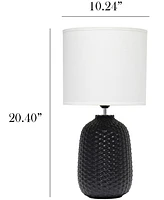 Simple Designs 20.4" Tall Traditional Ceramic Purled Texture Bedside Table Desk Lamp with White Fabric Drum Shade