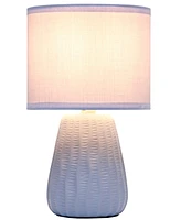 Simple Designs 11.02" Traditional Mini Modern Ceramic Texture Pastel Accent Bedside Table Desk Lamp with Matching Fabric Shade