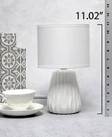 Simple Designs 11.02" Traditional Mini Modern Ceramic Texture Pastel Accent Bedside Table Desk Lamp with Matching Fabric Shade