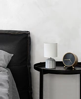 Simple Designs 10.43" Petite Contemporary Webbed Waves Base Bedside Table Desk Lamp with White Fabric Drum Shade