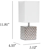 Simple Designs 11.81" Tall Contemporary Petite Hammered Metallic Gold Square Bedside Table Desk Lamp with Rectangular Black Fabric Shade