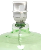 Simple Designs Glass Table Lamp with Fabric Shade, Green White Shade