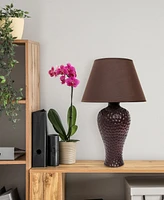 Creekwood Home Essentix 20.08" Traditional Ceramic Textured Imprint Winding Table Desk Lamp with Empire Fabric Shade