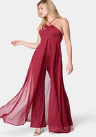 Bebe Women's Overlay Halter Jumpsuit