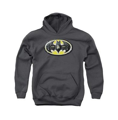 Batman Boys Youth Bat Mech Logo Pull Over Hoodie / Hooded Sweatshirt
