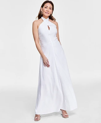 I.n.c. International Concepts Women's Linen Halter Maxi Dress, Created for Macy's