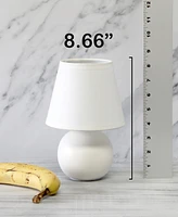 Creekwood Home Nauru 8.66" Traditional Petite Ceramic Orb Bedside Table Desk Lamp with Tapered Drum Fabric Shade