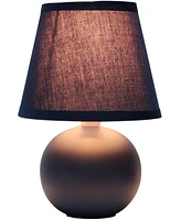 Creekwood Home Nauru 8.66" Traditional Petite Ceramic Orb Bedside Table Desk Lamp with Tapered Drum Fabric Shade