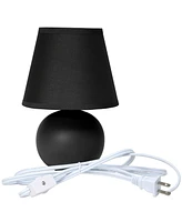 Creekwood Home Nauru 8.66" Traditional Petite Ceramic Orb Bedside Table Desk Lamp with Tapered Drum Fabric Shade