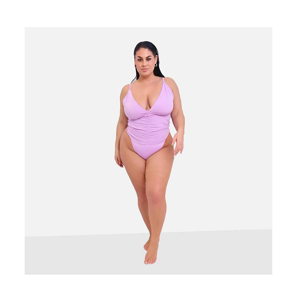 Rebdolls Plus Kailani Ruched Swimsuit - Lilac