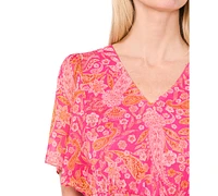 CeCe Women's Flutter-Sleeve Maxi Dress