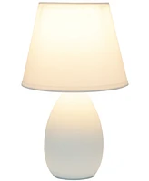 Creekwood Home Nauru 9.45" Traditional Petite Ceramic Oblong Bedside Table Desk Lamp with Tapered Drum Fabric Shade