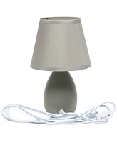 Creekwood Home Nauru 9.45" Traditional Petite Ceramic Oblong Bedside Table Desk Lamp with Tapered Drum Fabric Shade